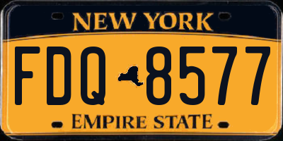 NY license plate FDQ8577