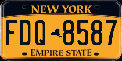 NY license plate FDQ8587