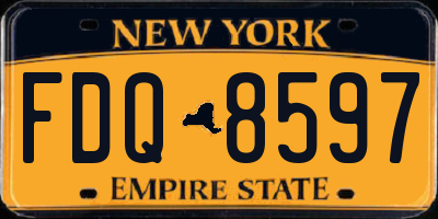 NY license plate FDQ8597