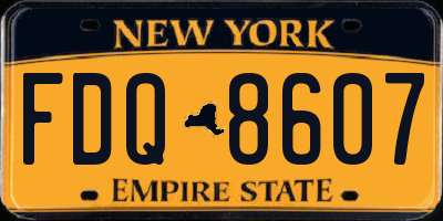 NY license plate FDQ8607