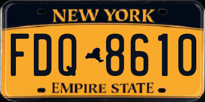 NY license plate FDQ8610