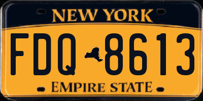 NY license plate FDQ8613