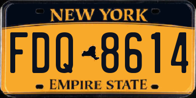 NY license plate FDQ8614