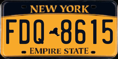 NY license plate FDQ8615