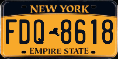 NY license plate FDQ8618