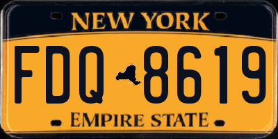 NY license plate FDQ8619