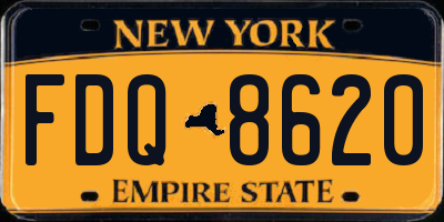 NY license plate FDQ8620