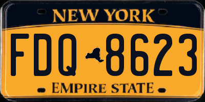 NY license plate FDQ8623