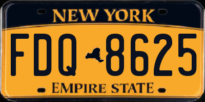 NY license plate FDQ8625