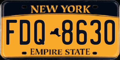 NY license plate FDQ8630