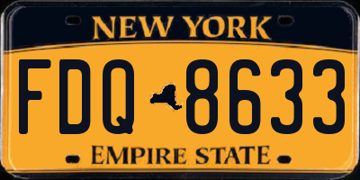 NY license plate FDQ8633