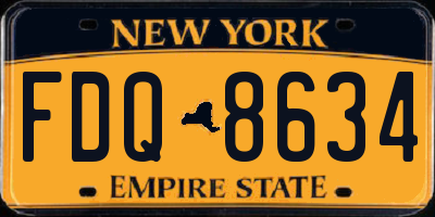 NY license plate FDQ8634