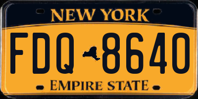 NY license plate FDQ8640