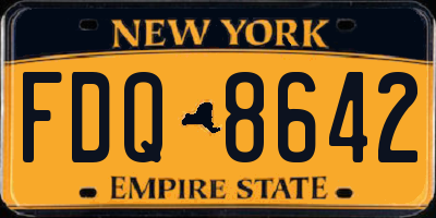 NY license plate FDQ8642