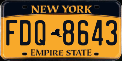 NY license plate FDQ8643