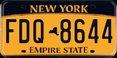 NY license plate FDQ8644