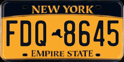 NY license plate FDQ8645