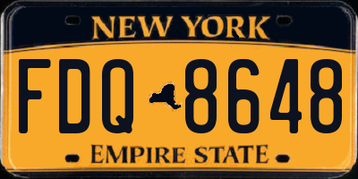 NY license plate FDQ8648