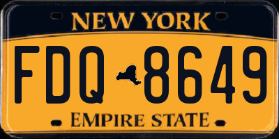 NY license plate FDQ8649