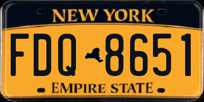 NY license plate FDQ8651