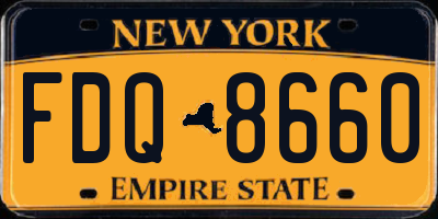 NY license plate FDQ8660