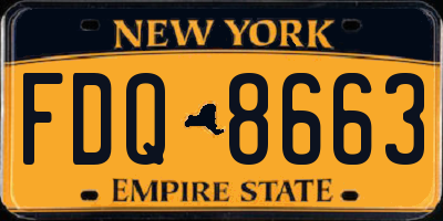 NY license plate FDQ8663