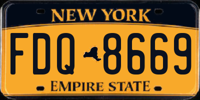 NY license plate FDQ8669