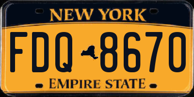 NY license plate FDQ8670