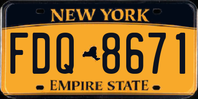 NY license plate FDQ8671