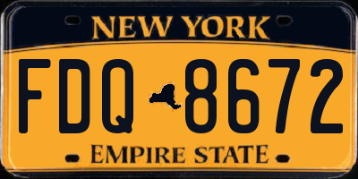 NY license plate FDQ8672