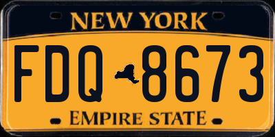 NY license plate FDQ8673