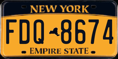 NY license plate FDQ8674