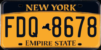 NY license plate FDQ8678