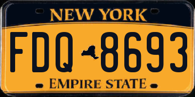 NY license plate FDQ8693