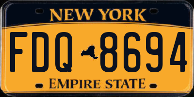 NY license plate FDQ8694
