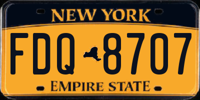 NY license plate FDQ8707
