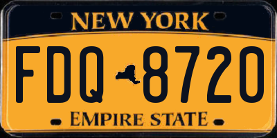 NY license plate FDQ8720