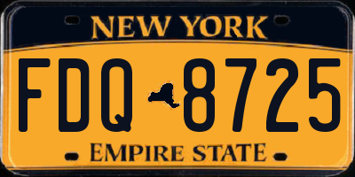 NY license plate FDQ8725