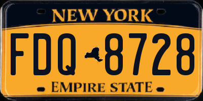 NY license plate FDQ8728
