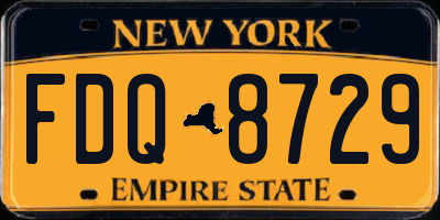 NY license plate FDQ8729