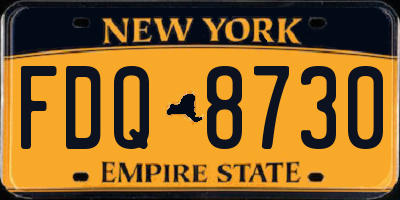NY license plate FDQ8730