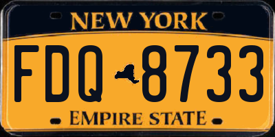 NY license plate FDQ8733