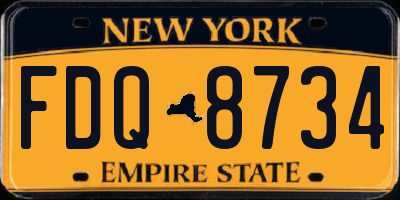 NY license plate FDQ8734