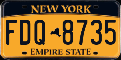 NY license plate FDQ8735