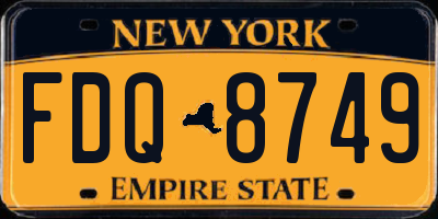 NY license plate FDQ8749