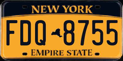NY license plate FDQ8755