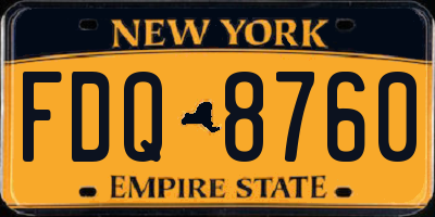 NY license plate FDQ8760