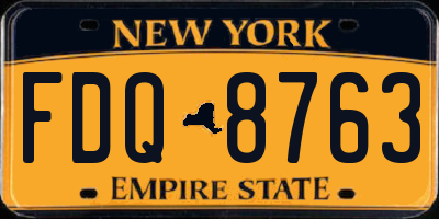 NY license plate FDQ8763