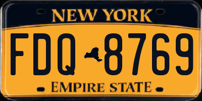 NY license plate FDQ8769