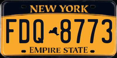NY license plate FDQ8773
